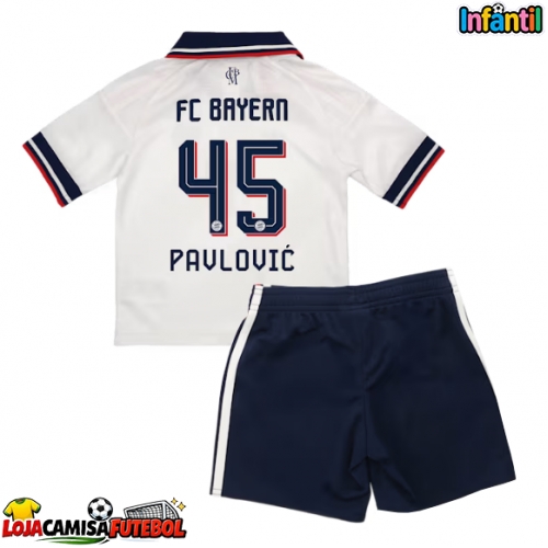 Camisa de Futebol Bayern Munich Aleksandar Pavlovic #45 Equipamento Secundário Infantil 2026-27 Manga Curta (+ Calças curtas)